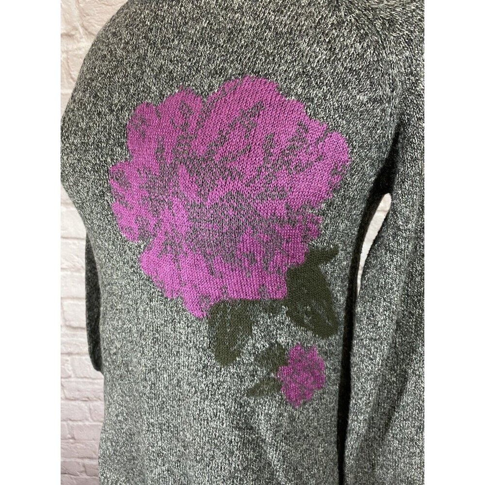 Style & Co Floral Pullover Sweater Gray Purple Black Soft #8065 - Picture 6 of 9